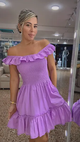 Vestido Corto - Cuello Bandeja