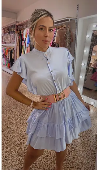 Vestido Corto - Tono Baby Blue.